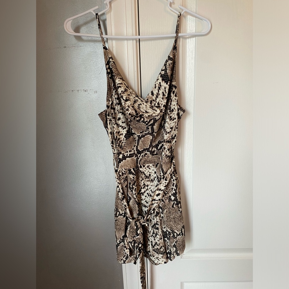 Snake skin cowl neck romper